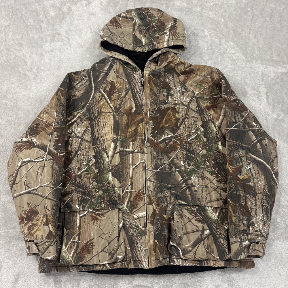 Realtree Jacket Mens 3XL Brown Camo Quilted Insulated Full Zip Hunting Outdoor